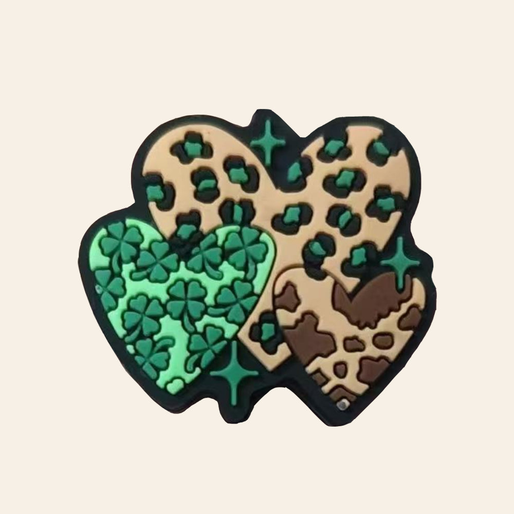 Wholesale 10pcs Silicone St. Patrick's Day Creative Heart Connected Unity Beads
